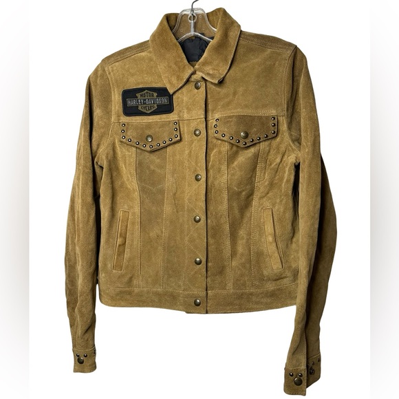 Harley-Davidson Jackets & Blazers - Harley-Davidson Tan Leather Jacket with Stud Details